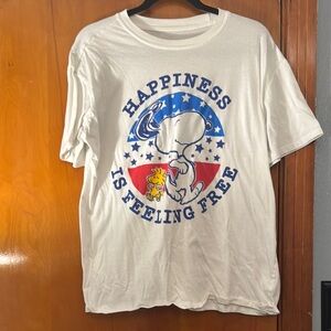 White Graphic T-Shirt with Happiness Print